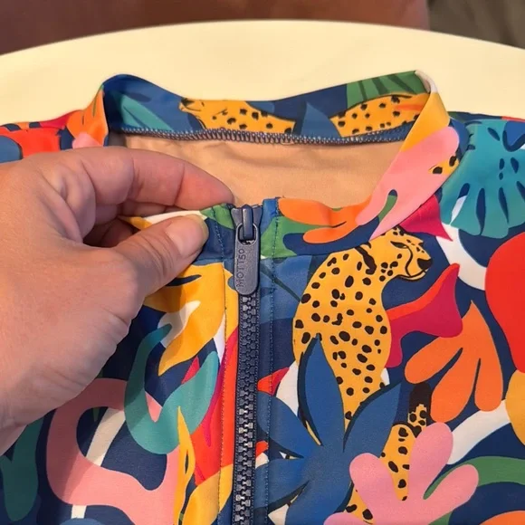 Colorful Women's Long Sleeve One Piece Swimsuit - Picture 2 of 10